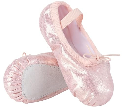 Tancefair Ballet Shoes Girls Glitter Ballet Dance Shoes Full Leather Sole Dance Slippers Ballerina Shoes Gymnastics Yoga Shoes for Girls Toddlers Women Pink