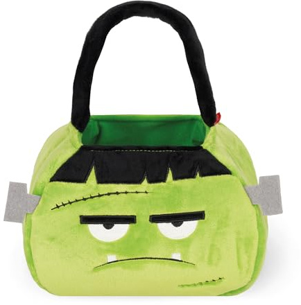LEGAMI - Sac pour Halloween des Bonbons ou Un Sort, Frankenstein, Sac à Bonbons, Sac à friandises, en Tissu Souple Pliable, avec poignée, 20 x 35 x 3 cm