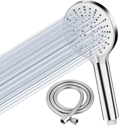 Doccino per Doccia Alta Pressione, Sifone Telefono Doccetta con Tubo 1.5m 5 Modalità Spray Cornetta Doccino Soffione Doccia Anticalcare Shower Head Grande