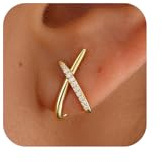 Emibele Orecchini da donna in oro, delicati orecchini placcati in oro 14K con perno in argento 925, semplici minimalisti zirconia cubica di tendenza, ipoallergenici