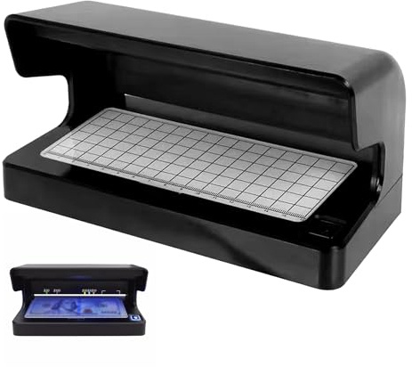 Détecteur de Faux Billets UV, Vérificateur de Billets et Devises, Detecteur Faux Billet Aussi pour Cartes Bancaires et ID, Détecteurs de Argent avec Lampe UV 6W pour Euros et Toutes les Devises