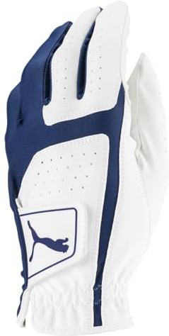 PUMA Golf Flexlite Herren Golfhandschuh (Hellweiß-Monaco-Blau, Größe M/L, Linke Hand)