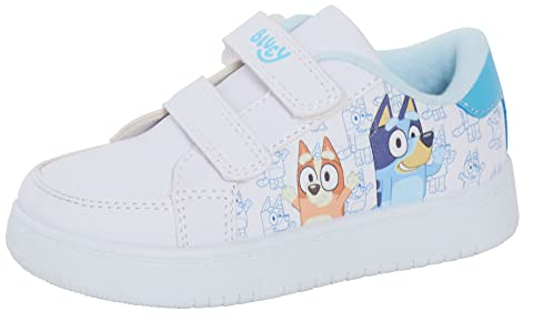Bluey Turnschuhe für Kinder, Jungen, Mädchen, Welpen, leicht, einfach zu befestigen, Sportschuhe, weiß, 28 EU