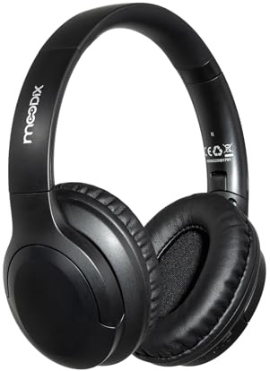 Moodix ANC - Cuffie Bluetooth On-Ear, con cancellazione attiva del rumore, compatibili con Android e iOS, cuffie sovrauricolari con bassi profondi (nero)