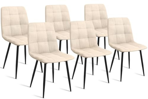 IDMarket - Lot de 6 chaises Mila en Velours Beige pour Salle à Manger