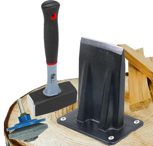 SPARES2GO Kindling Splitter Lump Sledge Hammer Blade Sharpener Drill Attachment Kit Log Wood Splitting Chisel Set (Large)