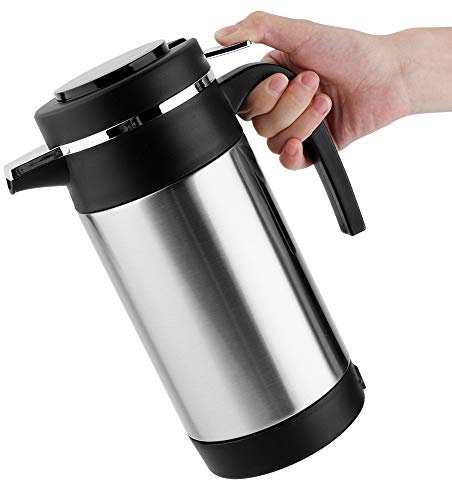 Leapiture Bollitore elettrico per auto in acciaio inossidabile da 1000 ml, caffè, tè, acqua, riscaldamento, tazza, 12 V, caldaia elettrica per auto, caffettiera elettrica portatile
