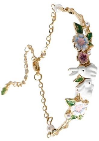 Kalttoy mode statement-armband kaniner och blomma handkedja justerbart armband