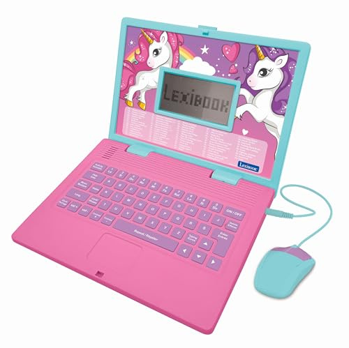 Lexibook, Ordinateur Éducatif Bilingue Française/Anglais Licorne - Jouet pour Enfants avec 124 Activités pour Apprendre Les Langues, Les Mathématiques, JC598UNIi1LXB
