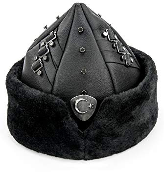 ihvan online turkisk ottoman bork-hatt, Ertugrul fuskläder päls vintermössa, Svart/Stil-4, M