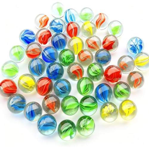 Glass Marbles, 50 Pcs Colorful Kids Marbles for Outdoor Sports Table Games Toy