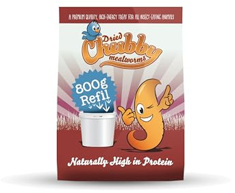 Chubby Mealworms Refill Bag (800g), Dried Mealworms For Wild Birds, Protein Rich Dried Meal Worm, High Energy for Birds, Reptiles, Geckos, Ducks