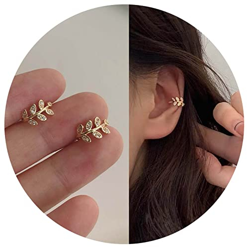 Cimenexe Bohemio Pavimentada Hoja Manguito Pendientes C Forma De La Oreja Cartílago Clip De Envoltura Pendientes De Oro De Cristal Mínimo