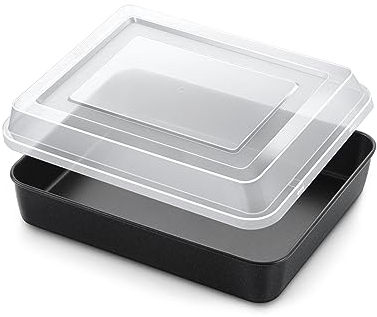 Homikit Auflaufform mit Deckel, Edelstahl Backblech Backform mit Antihaftbeschichtung, Rechteckige Kuchenform für Brötchen Lasagne Brownie, 23,8x18x5cm, Gesund & Leicht zu reinigen