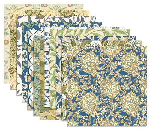 Vintage William Morris 24-Blätter Doppelseitiges Papier für Scrapbook, Journal, Origami - Frühling Gemustertes CardStock für DIY und Dekoratives Craft
