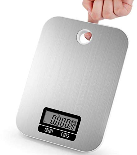 Báscula de cocina digital de 5 kg/1 g, cocina de acero inoxidable, fácil de cargar y leer, báscula de pesaje for hornear alimentos de alta precisión con gancho de pared