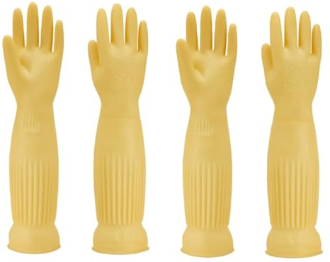 YIOIY Guanti in Gomma per Lavare i Piatti in Cucina, Guanti Antiscivolo per Lavare i Piatti Riutilizzabili e Impermeabili per La Casa (Giallo, M)