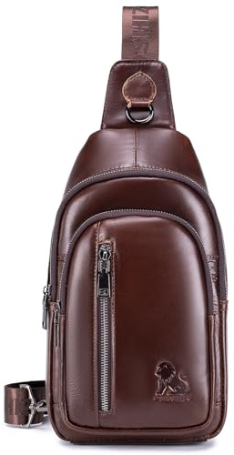 pundarika Bolsos y bolsos de hombro de cuero genuino, bolso bandolera, bolsos bandolera para hombres, bolsos para hombres,bolso lateral para hombres, correa de hombro ajustable-marrón