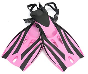HJUGHPN Flippers professionella dykflippers justerbara dykningsskor nedsänkbar snorkling monofena dykning fenor (rosa, L (EUR storlek 32-36))