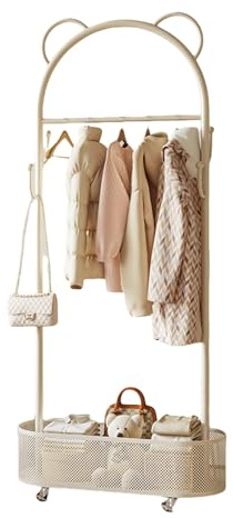 Metal coat rack stand,portable coat rack,freestanding coat rack,can hang clothes coat skirt jumper,suitable for bedroom,entrance door,living room,office space saving(White,31.5*12.2*73.6in)