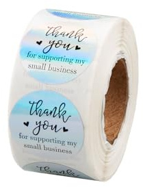 Tabanzhe Thank You Sticker Roll-500PCS Thank You for Supporting My Small Business Labels Stickers Self Adhesive Sparkling Colorful Tag Stickers for Gift Wrapping Baking Retailers Shops Decor
