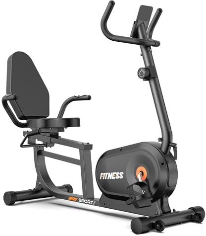 Dskeuzeew Liegeergometer für Zuhause mit 16 verstellbaren Widerstandsstufen ergometer heimtrainer LCD-Display, Herzfrequenzsensoren und verstellbarer Rückenlehne 180 kg Belastbar