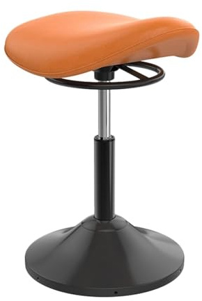 FXLUHAY Sgabello a sella, sgabello oscillante e sollevabile, sedia in piedi con rotazione a 360°, sedia basculante con altezza for seduta di apprendimento attivo(Orange)