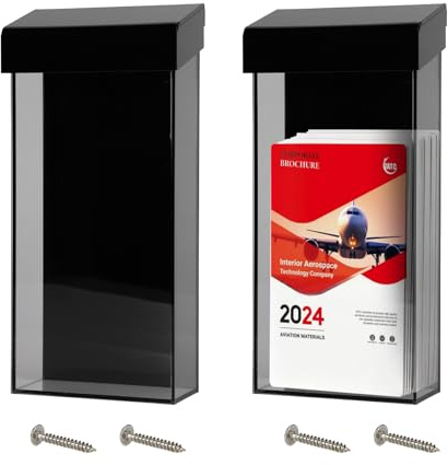 TOWEBOORY Lot de 2 Porte-Prospectus Mural pour L'extérieur, Boîte D'affichage étanche de Dépliants Porte Brochures D'extérieur, pour Bureaux, Restaurants, Façades D'hôtels (Noir)
