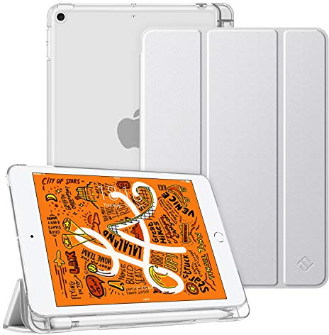 FINTIE Custodia con Apple Pencil Holder per iPad Mini 5 2019 - Sottile Leggero Semi-Trasparente Back Cover Case Protettiva con Auto Svegliati/Sonno per iPad Mini 2019 7,9 Pollici, Argentato