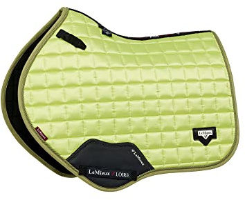 LeMieux Loire Classic Close Contact Square in Kiwi - Woven Satin Fabric - Breathable & Soft - Bamboo Lining - Saddle Pads for Horses - Equestrian Riding Equipment and Accessories - Large