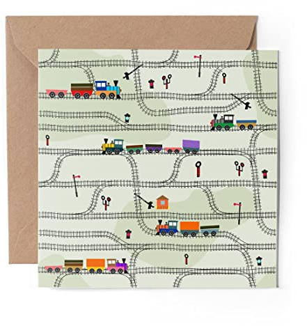 1 carte de vœux (insert photo) – Motif train de chemin de fer – Vierge anniversaire célébration anniversaire #45110