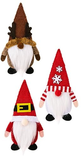 VOSAREA 3pcs Christmas Gnome Cutlery Holders Fork Bags for Holiday Table Decor Adorable Festive Design Knitted Hats for Family Dinners and Parties