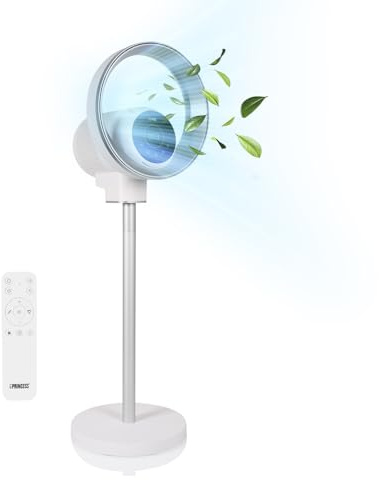 Princess Smart Fan & Air Purifier, Bladeless, 4 modes, 9 speeds, up to 120° oscillation angle, with temperature and humidity sensors, built-in lamp, pedestal fan