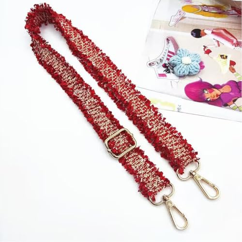 Correa de hombro ajustable para bolsos roja, correas de bolsillo para cambiar, correa de bolsillo ancha con mosquetón dorado, 70-130 cm, correa de hombro para mujer, bolso de mano, 3 cm, 1401