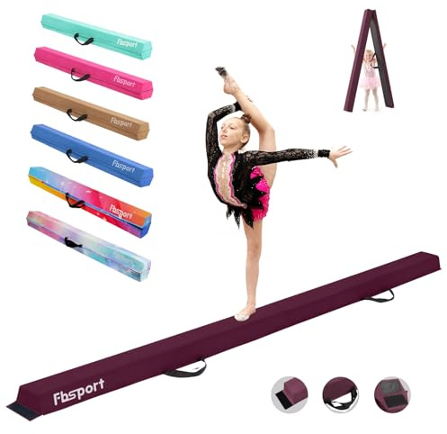 FBSPORT 240 CM Balance Beam, Gymnastics Balance Beam for Kids, Floor Balance Beam, Folding Gymnastics Beam for Training
