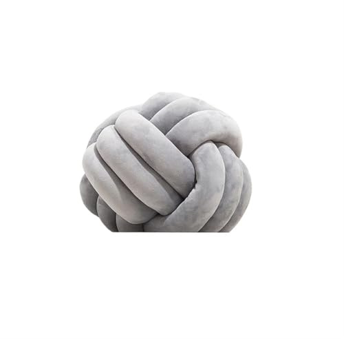 QWWQYDY Cojin Nudos Almohadas de Bolas anudadas Hechas a Mano, cojín Grande Terciopelo, decoración del hogar, Almohada Felpa Redonda Moderna y acogedora(Knot Light Grey,22cm)