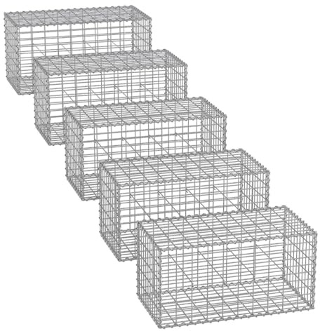 Set di 5 gabbioni per pietra gabbia in metallo, cestello in pietra, 5 x 10 cm, zincato a parete, 100 x 50 x 30 cm, colore: grigio 12_0005965