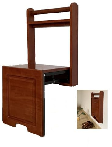 Foldable, wall-mounted changing table, wall-mounted seat, changing stool with armrests, invisible folding chair made of solid wood, wall-mounted footrest for changing shoes, load capacity 15