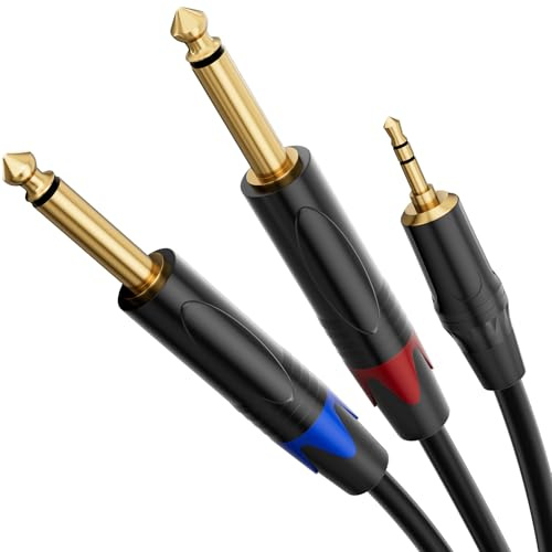 JOMLEY 1/8 to 1/4 Stereo Cable 6.6FT, 3.5mm TRS to Dual 6.35mm TS Cable