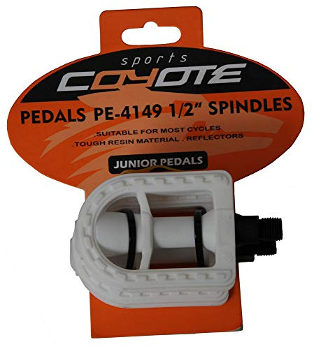 Ammaco Coyote 1/2 white kids junior childs boy girls replacement bike cycle pedals with reflectors tough resin junior pedals