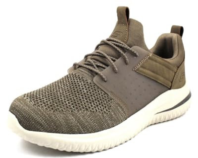 Skechers Men's DELSON 3.0 CICADA Sneaker, Khaki Knitted Mesh W/Synthetic, 7.5 UK