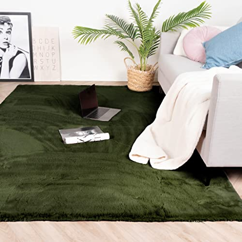 FRAAI | Home & Living Hochflor Teppich - Comfy Supreme Grün - Shaggy, Einfarbig - Modern, Skandinavisch - Wohnzimmer, Esszimmer, Schlafzimmer - Fellteppich - Carpet