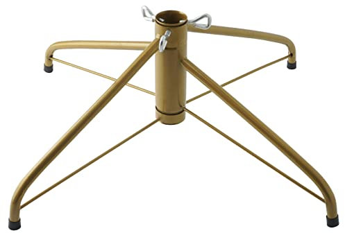 AddGrace Soporte plegable para árbol de Navidad, soporte de árbol de metal, para poste de 1.25 pulgadas, para decoración del hogar (19.6 pulgadas), color dorado