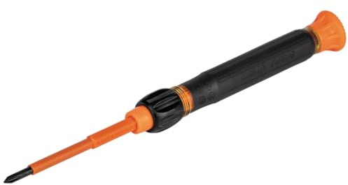 Klein Tools 32581INS Precision Screwdriver, 2-in-1 Insulated Screwdriver with No. 0 Phillips and 1/8-Inch Slotted Bits