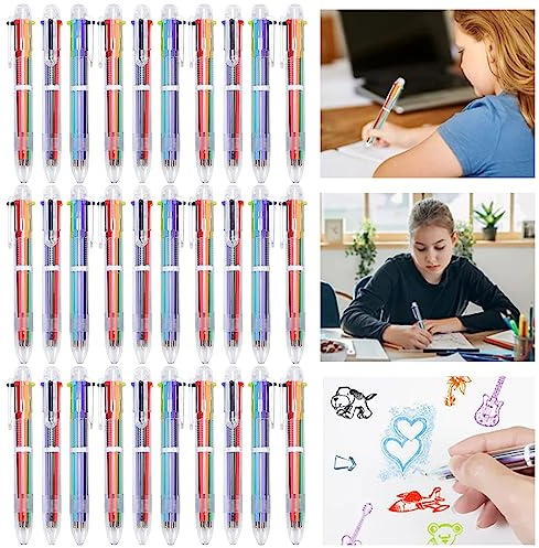Nizirioo 30 Stück Mehrfarbige Retractable Kugelschreiber 6In1 Multicolor Stifte Kugelschreiber, 0.7 mm Mehrfarbige Tintenstifte für Büro Zeichnen Und Schreiben für Büro Schulbedarf Studenten Kinder