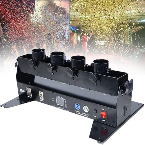 RayGenius 4 Schuss Elektrische Konfetti Streamer Maschine DMX Hochzeit Shooter Konfetti Launcher Kanone AusrüStung UnkrautbekäMpfung Party