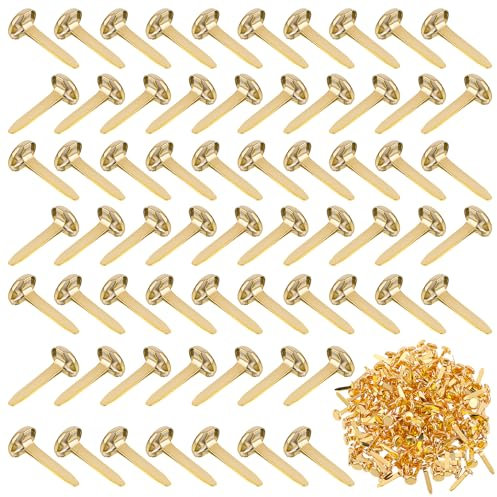 Abeillo Musterbeutelklammern 200 Stück, Metall Rundkopfklammern Scrapbooking Brads, Brads Musterklammern für Schule Büro Papier Briefklammern Basteln Handwerk DIY