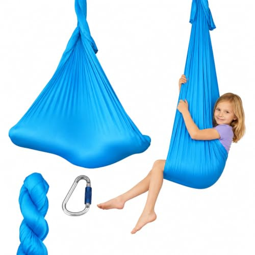 M-POLE Aerial, set di amaca da yoga, altalena, lunghezza 5 m, con 1 moschettone, asciugamano da yoga, hammock, morbido tessuto di nylon, accessorio per ginnastica