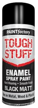 PNJB Tough Stuff Enamel Black Matt Spray Paint, Aerosol spray, Quick-drying, Excellent Coverage For Metal, Plastic, and wood, Lightweight & Portable, Versatile and Durable, 400ml, (1PCS)