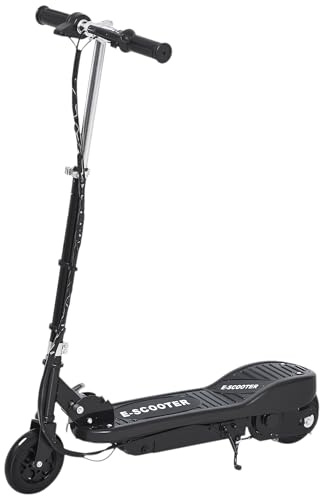 HOMCOM Patinete Eléctrico Plegable +7 Años 24V Altura Ajustable Negro | para Niños, Scooter, Batería Recargable, Velocidad hasta 12 km/h, Freno, Carga 50 kg, 74x36x82,5-92,5 cm